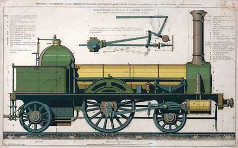 Dessin simplifié des machines locomotives à voyageurs du Chemin de fer du Nord (