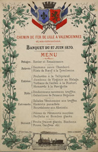 Menu du banquet d'inauguration du chemin de fer (image)