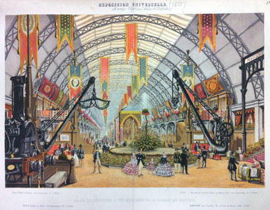 Exposition universelle, Paris, 1855 : vue intérieure de la Galerie des machines 