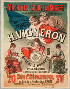 Affiche publicitaire « Machines à coudre et à plisser H. Vigneron » (image)