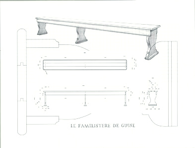 Dessin banc Le Familistère de Guise (France) : théâtre