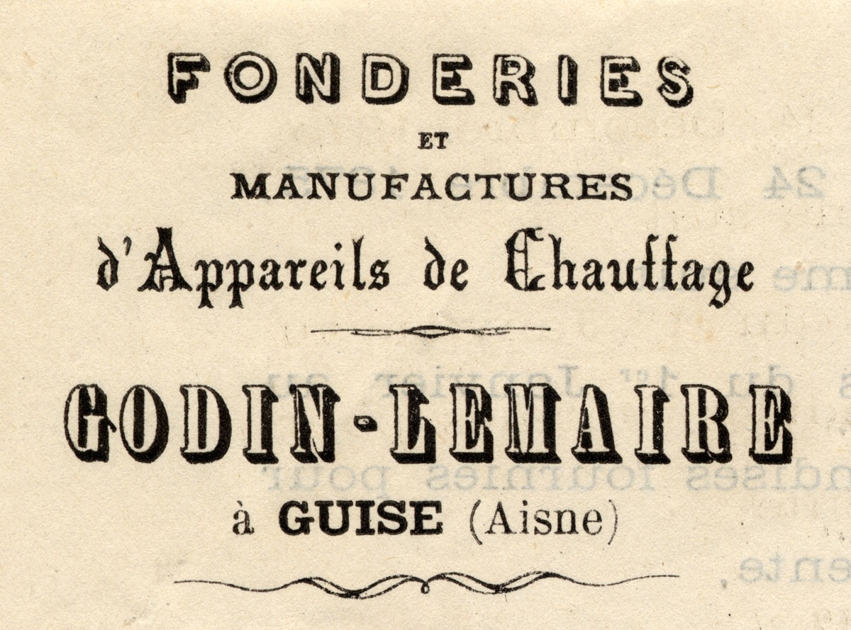 L'en-tête de papier à lettres de l'usine du Familistère porte la raison sociale