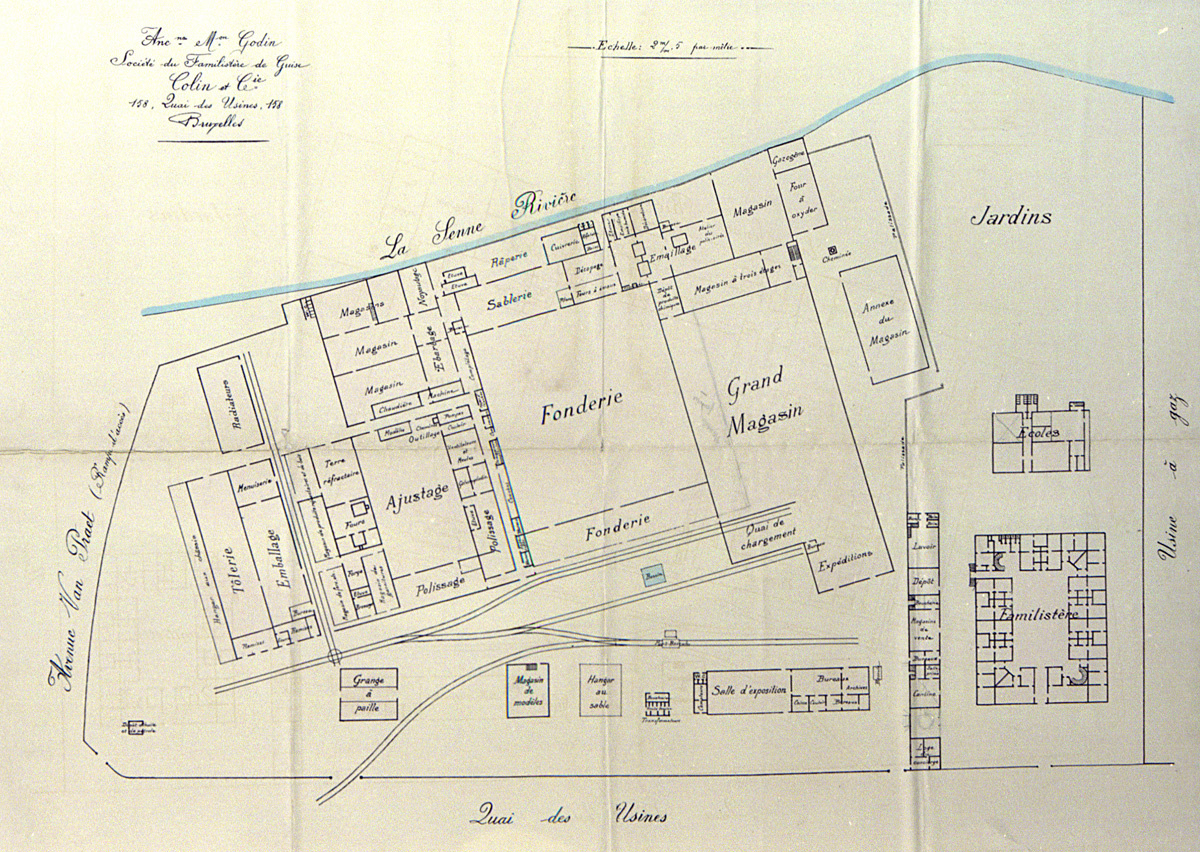 Le plan décrit le site du Familistère de Laeken.