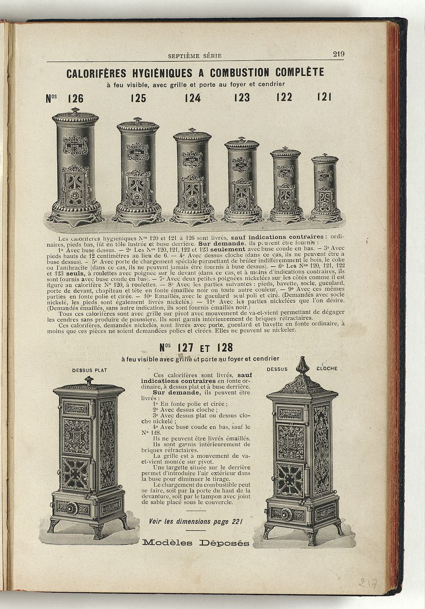 Vue de la page du catalogue de 1909 montrant le calorifère le « Petit Godin ».