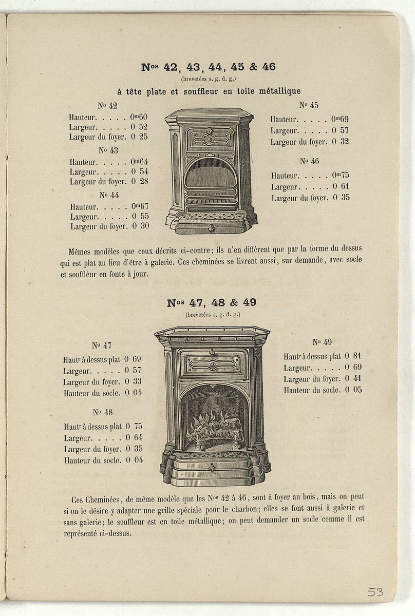 Vue de la page de l'album de 1870 montrant la cheminée n° 47
