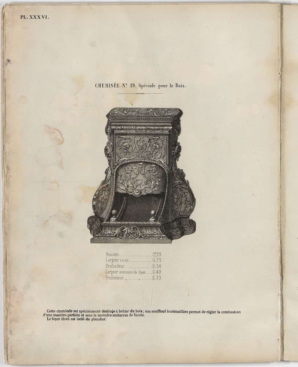 Vue de la page de l'album de 1863 figurant la cheminée n° 19