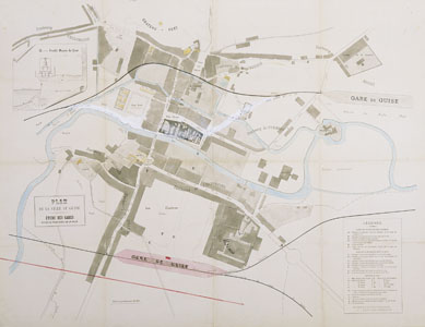 Plan de la ville de Guise : étude des gares (image)