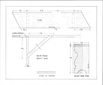 Dessin banc Harmony Society : Feast Hall à Economy