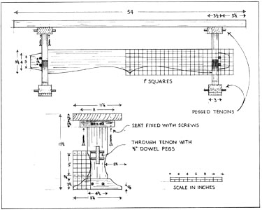 Dessin banc Twin Oaks : salle à manger