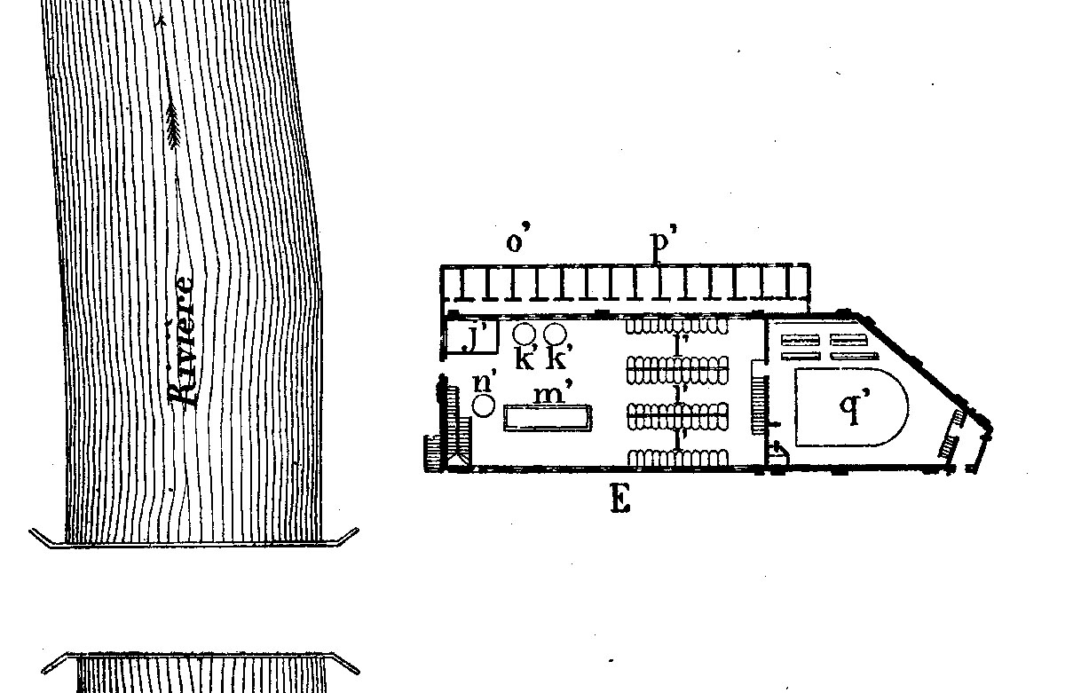 Un plan de la buanderie-piscine est publié par Godin en 1871.