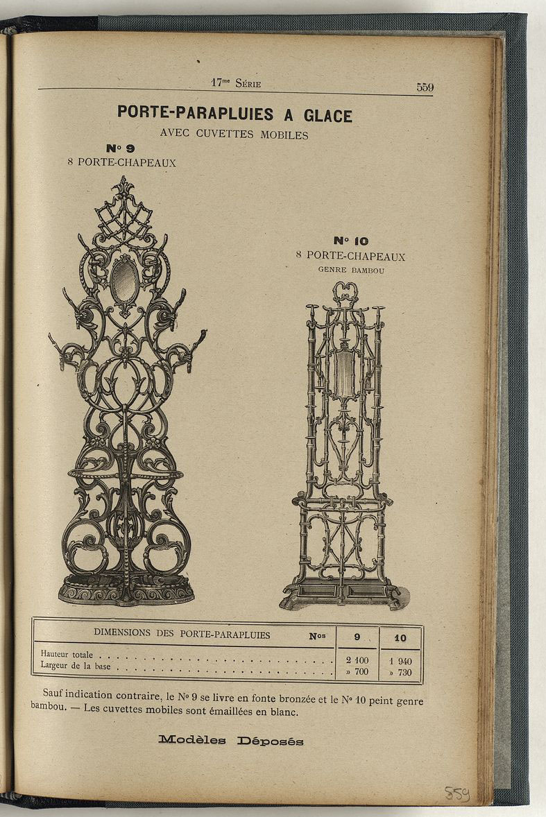 La page de l'album présente plusieurs modèles de porte-parapluies.