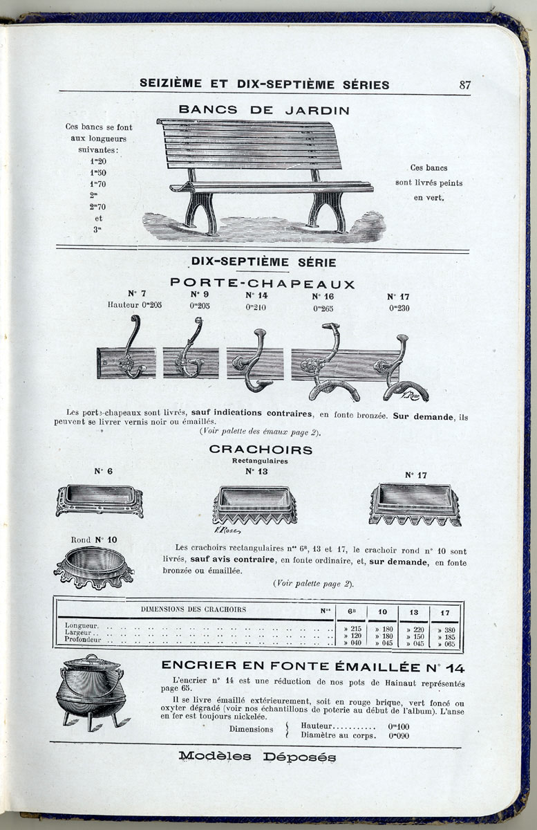 La page du catalogue présente des articles de quincaillerie, dont l'encrier n° 1