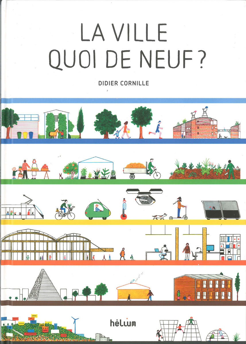 La couverture de l'album est illustrée de dessins de villes