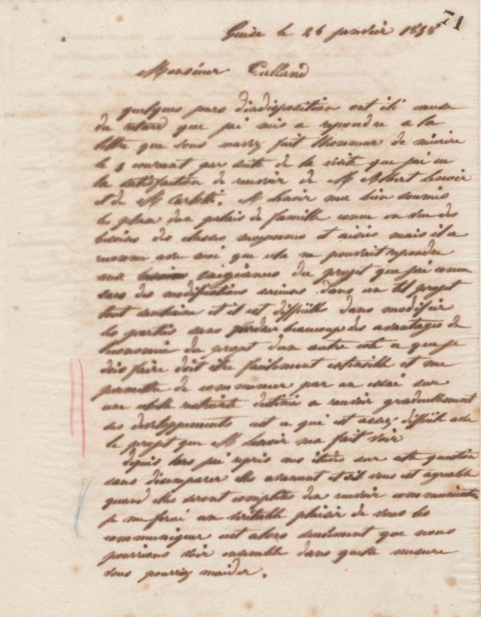 Vue d'une lettre manuscrite
