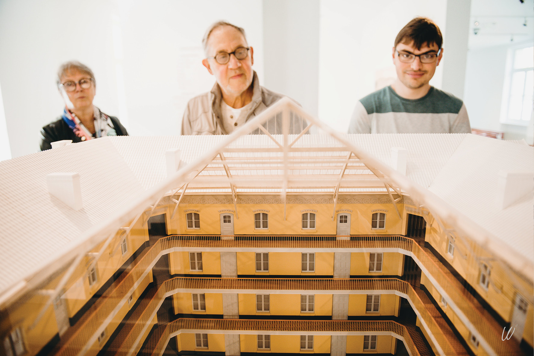 Vue d'une maquette du pavillon central